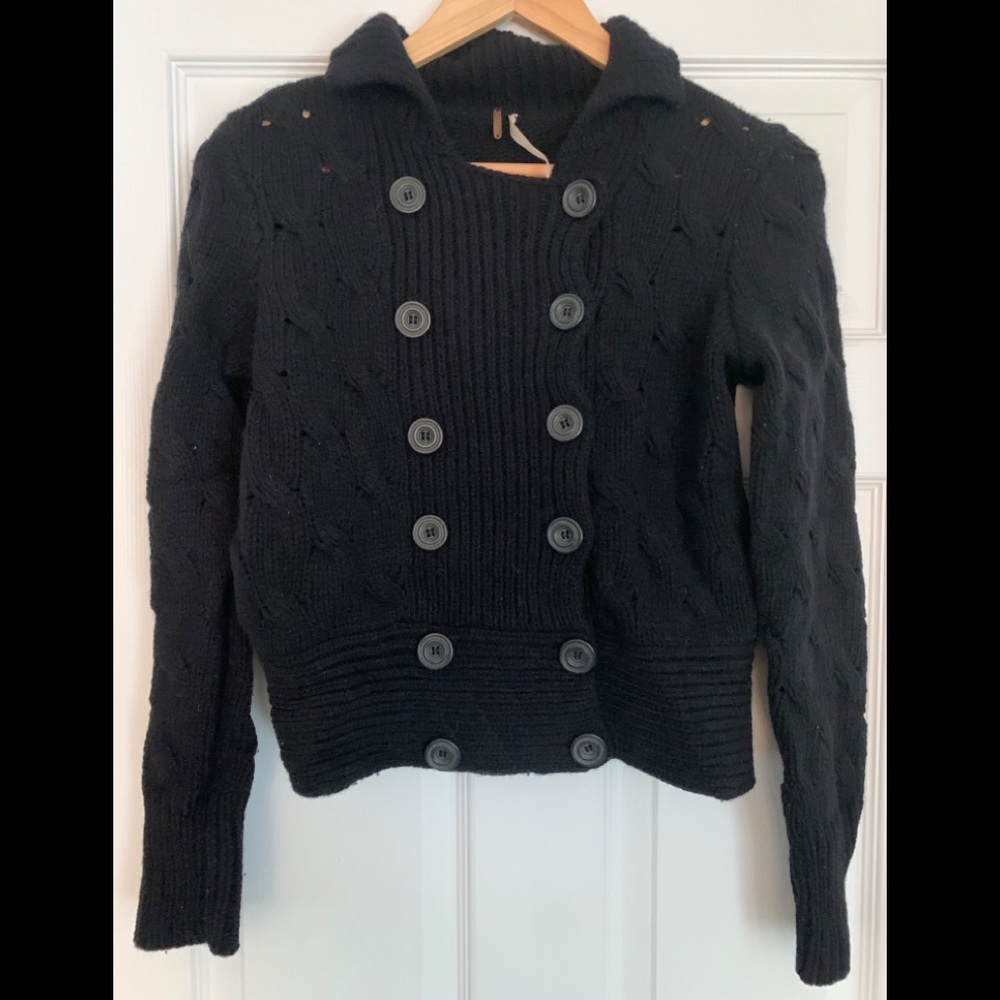 Free People Military-Style Sweater in Black